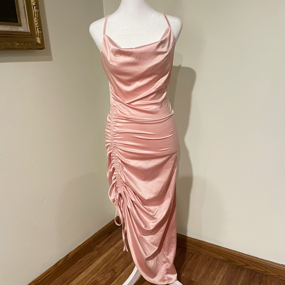 Elegant Pink Ruched Dress
